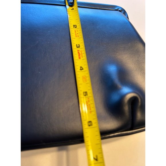 Vintage 1950's Black Leather Clutch Purse Retro Convertible Handle - Picture 8 of 9